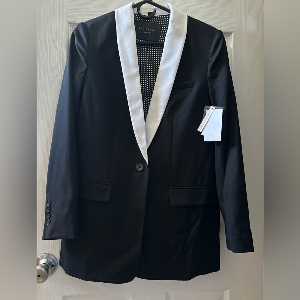 Equipment Women's Black and White Blazer - Picture 4 of 7